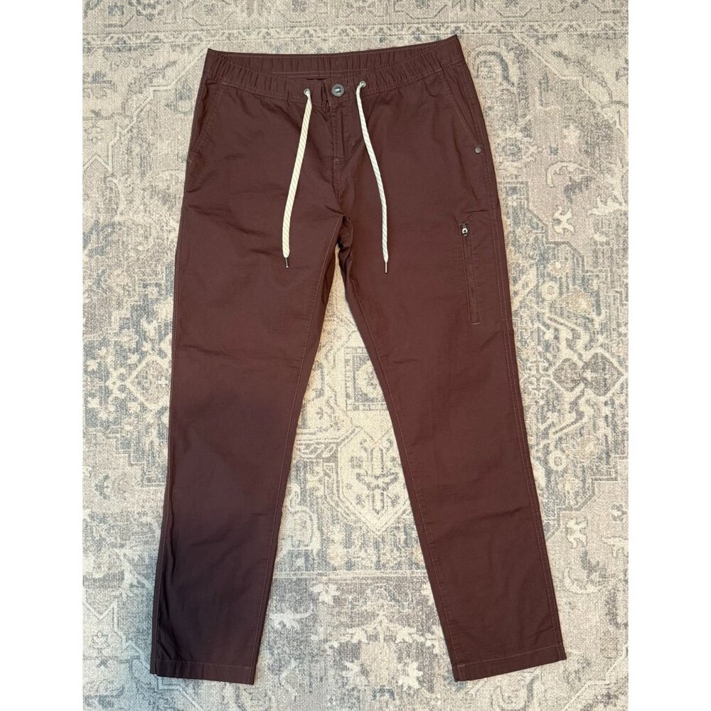 Vuori Straight Leg Pants in Deep Burgundy with Cream Drawstring